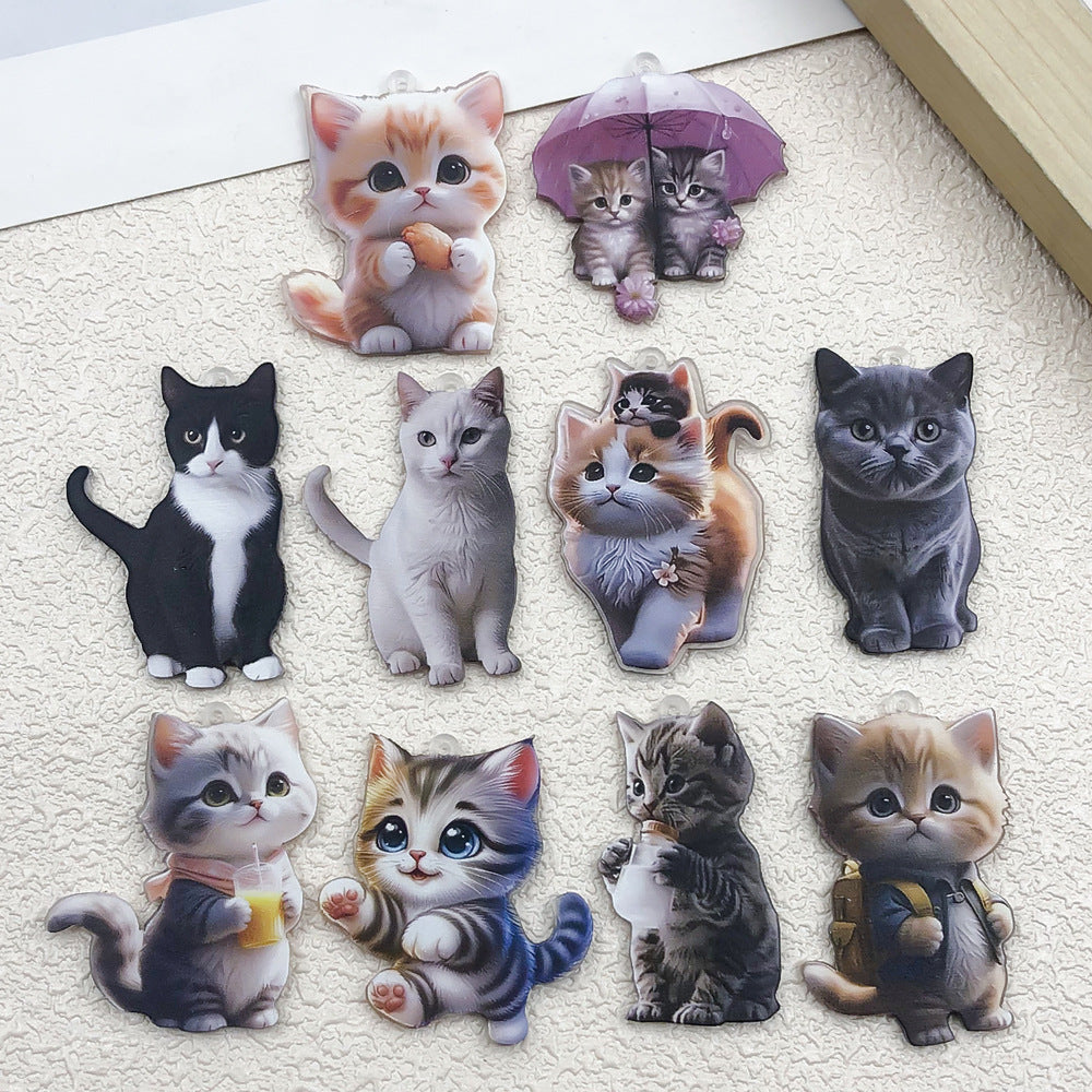 Acrylic Cartoon Cat Animal Charm Pendant for DIY Earrings Necklace Keychain Jewelry Making