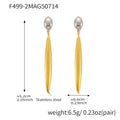 Long Polished Teardrop Drop Earrings Gold Silver Two-Tone view 7