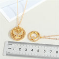 Gold Tone Filigree Bird and Moon Star Round Pendant Necklaces view 2