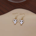 Black and White Cartoon Cat Gold Tone Hook Earrings view 4