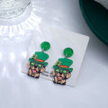 St Patricks Day Cat Dog Green Acrylic Drop Earrings view 6