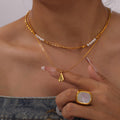 Layered Gold Heart Pendant Necklace With Imitation Pearls view 4