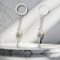 Silver Raven Bird Skull Metal Keychain Chain Split Ring view 3