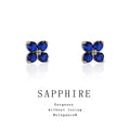 Silver-Tone Mini Blue CZ Four-Petal Flower Stud Earrings Pair view 2