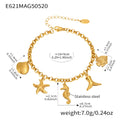Gold Ocean Charm Bracelet Seahorse Shell Starfish DIY view 8