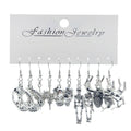 Two-Style Ten-Pair Antique Silver Skull Spider Moth Earring Collection view 5