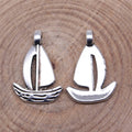 Antique Silver Openwork Sailboat Metal Charm Pendant view 2