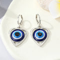 Heart Evil Eye Huggie Drop Earrings in Gold and Silver Tone view 2