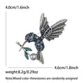 Hummingbird And Flower Crystal Brooch in Detailed Metal and Crystal Design view 5
