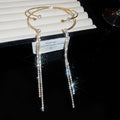 Double Layer Open Arm Cuff Rhinestone Tassel Two Colors view 7
