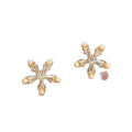 Red Velvet Petal and Crystal Flower Stud Earrings Jewelry Design view 5