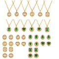 Gold Stainless Halo Zircon Pendant Necklaces And Studs view 5