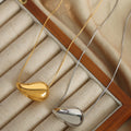 Polished Teardrop Pendant Snake Chain Necklace Gold Steel view 4