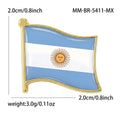 Argentina Flag Brooch In Blue White And Gold With Polished Metal Detail view 5