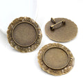 Round Pleated Edge Brooch Bezel Settings in Two Finishes view 2