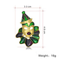 Green Gold Tone Mask Enamel Metal Brooch Pin for Jackets and Lapels view 2
