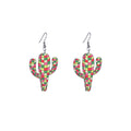 Patterned Acrylic Cactus Long Hook Earrings in Four Styles view 5