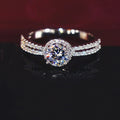 Round Halo Clear Stone Split Shank Ring Sizes 6-10 view 2