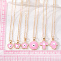 Gold Tone Pink Shape Evil Eye Pendant Necklaces in Six Styles view 5