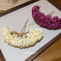 Crescent Fabric Flower U-Pin Hair Stick Gold Base 2 Colors view 2
