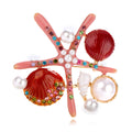 Orange Starfish Crystal Enamel Four Designs Metal Brooch Pin view 6
