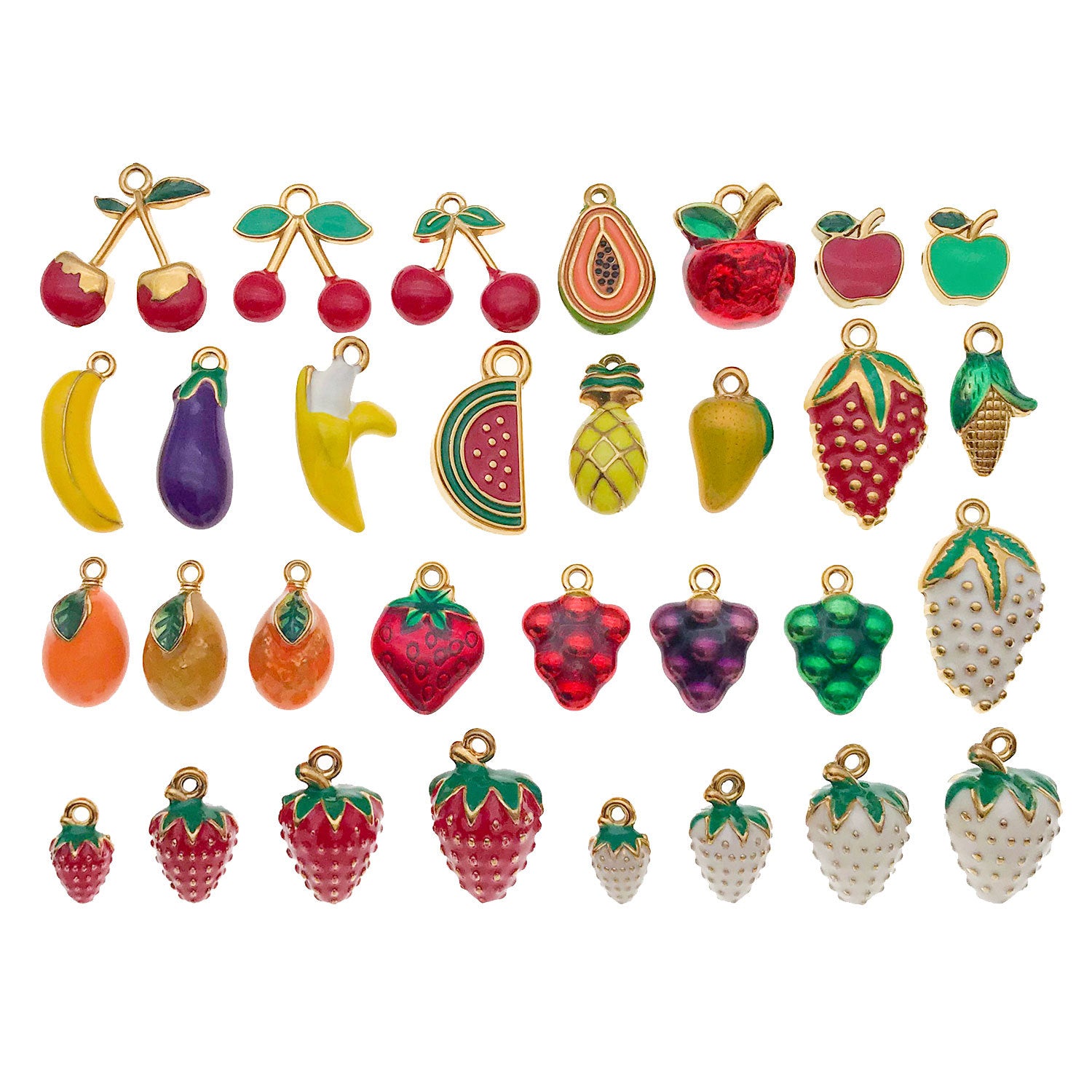 Stainless Steel Strawberry Cherry Banana Apple Fruit Charm Pendant for DIY Jewelry