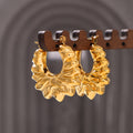 Gold Silver Hollow Flower Petal Hoop Earrings Polished view 2