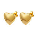 Small Heart Stud Earrings Gold Steel Polished Finish view 5
