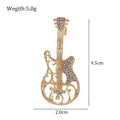 Gold Tone Silver Tone Violin Crystal Two Designs Metal Brooch Pin view 2