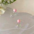 Pastel Bead and Clear Ring Drop Earrings in Three Colors view 6