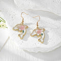 Gold Dolphin Dried Flower Resin Drop Earrings Five Styles view 6