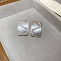 Square S Curve Stud Earrings in Gold or Silver Tone view 7