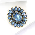 Oval Center Floral Halo Brooch in Five Crystal Colors view 3