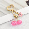 Glitter Resin Cherry Charm With Enamel Flower Accent view 2