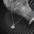 Silver Tone Box Chain Round White Cabochon Pendant Necklace view 1