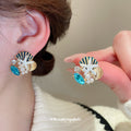 Gold Tone Blue Starfish Shell Coral Necklace And Earring Designs view 4