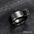 Black Brushed Band Ring Diagonal Inner Grooves Sizes 6-13 view 4