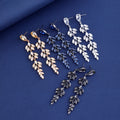 Blue Silver Tone Wheat Crystal Four Designs Metal Dangle Earrings view 2