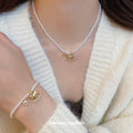 Pearl Necklace Bracelet Earrings Gold Rocking Horse Charms view 4
