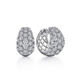 Silver-Tone Pave Clear Stone Lattice Open Hoop Earrings view 2