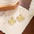 Textured Gold Tone Flower Open Hoop Statement Earrings view 3