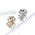 Crystal Poodle Brooch With Pearl Ball in Gold or Silver Tone view 4