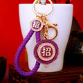 Crystal Round Fortune Plaque Keychains with Cords and Loose Braided Loops view 4