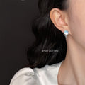 Silver Moonstone Orb CZ Star Drop Stud Earrings Blue Accent view 2