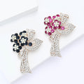Navy Rhinestone Flower Bouquet Brooch Clear Crystal Ribbon view 4