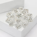 Layered Crystal Flower Brooch in Gold Tone or Silver Tone view 3