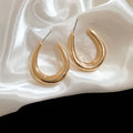 Polished Gold Tone U Shaped Hoop Stud Earrings Jewelry Accessory view 6