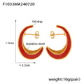 Crescent Moon Enamel Stud Earrings Gold Trim Colors view 10
