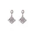 Pearl Look Geometric Cluster Silver Dangle Earrings in Two Shapes view 5