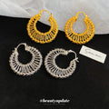 Openwork Woven Round Hoop Earrings in Gold and Silver Tones view 4